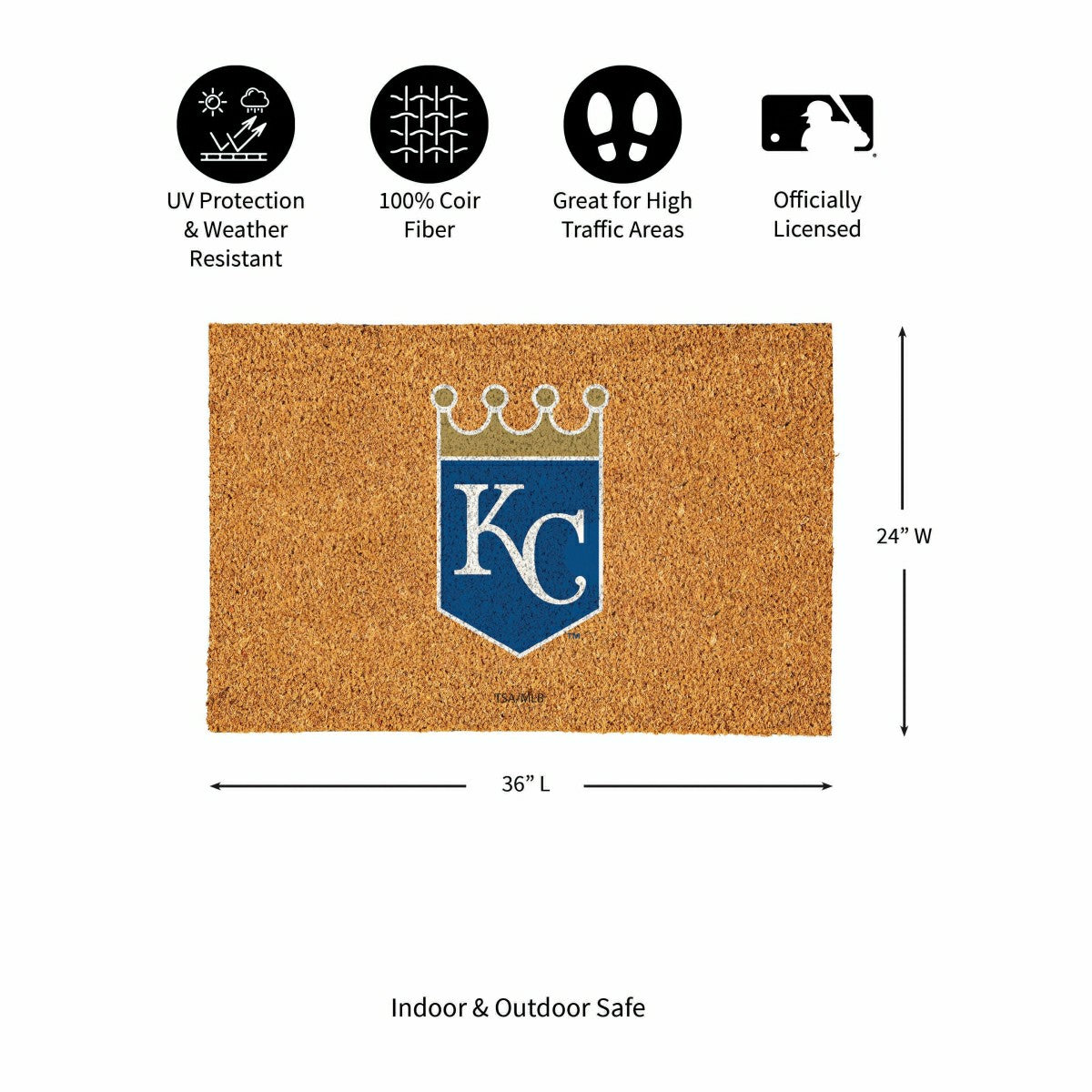 Kansas City Royals Large Full Color Coir Mat, 36"x24" - MLB