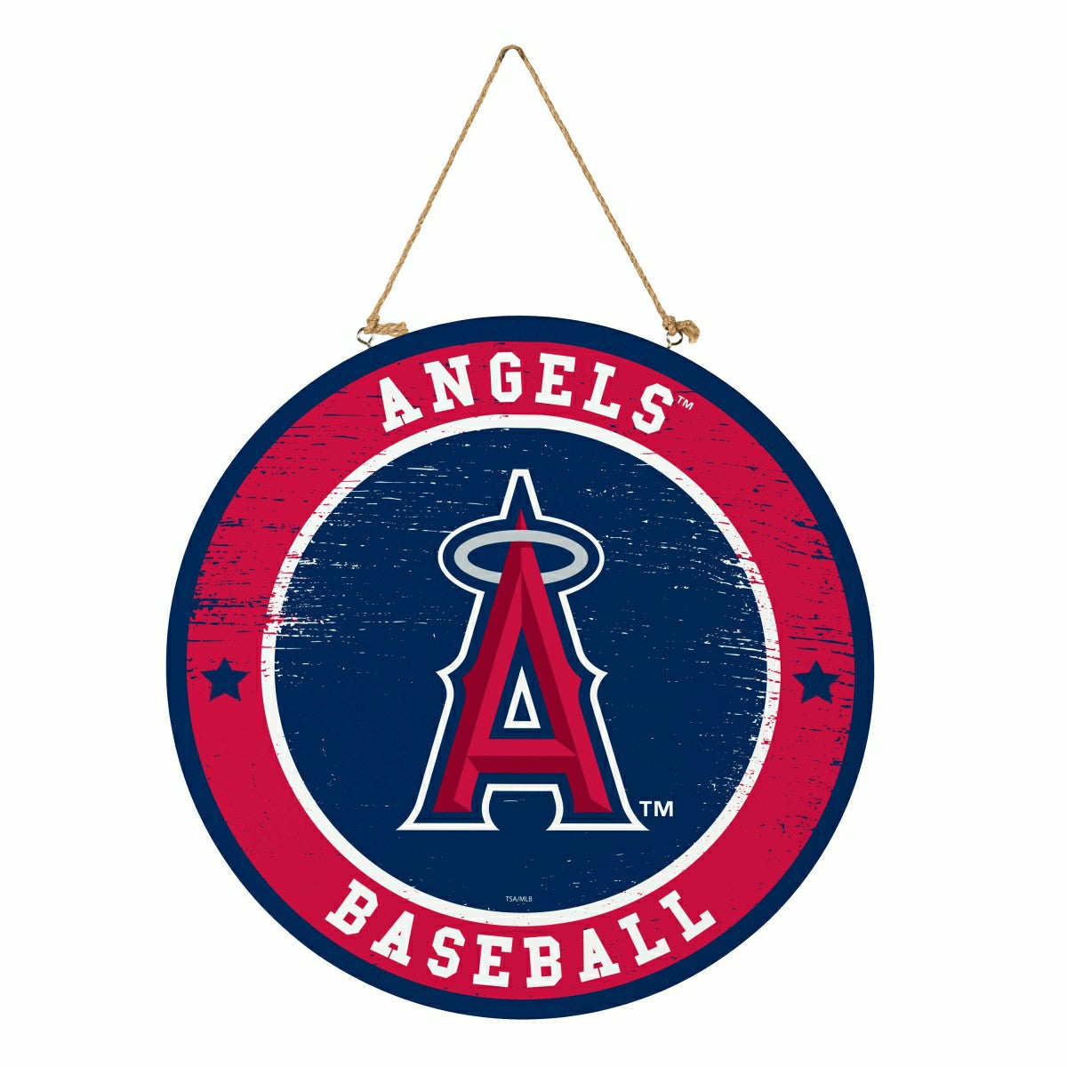 Los Angeles Angels Round Door Décor with Hanging Rope, 18x18 - MLB Home