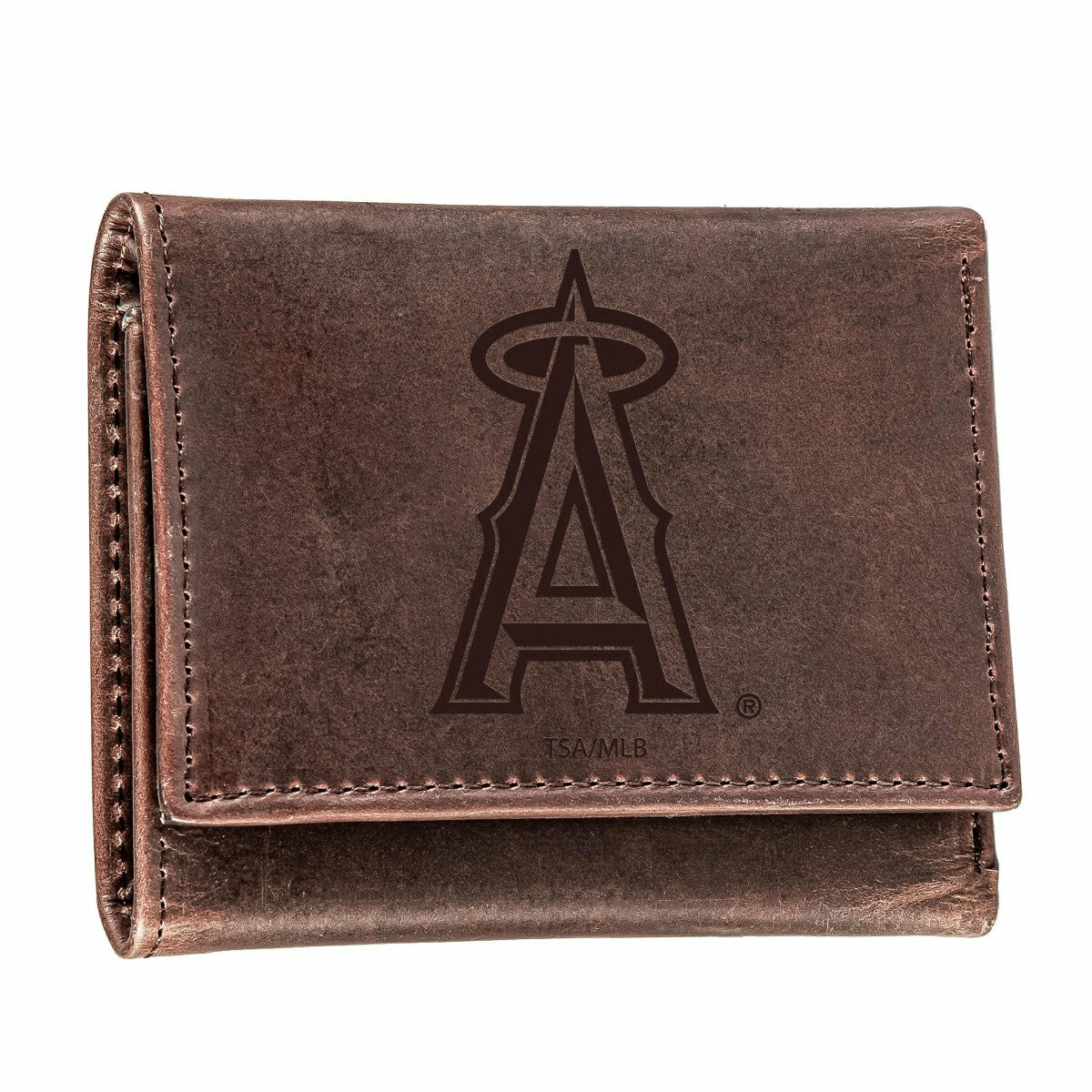 Los Angeles Angels Tri-Fold Wallet Brown 100% Genuine Leather - MLB Home