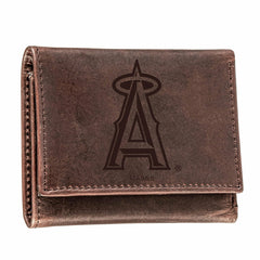 Los Angeles Angels Tri-Fold Wallet Brown 100% Genuine Leather - MLB Home