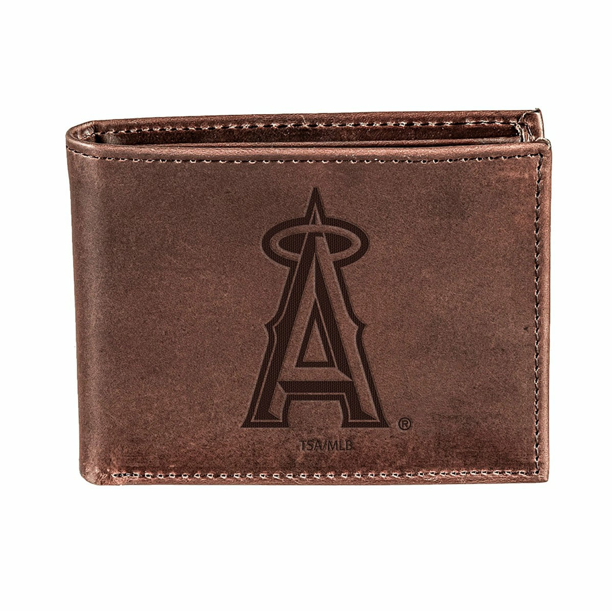 Los Angeles Angels Bi-Fold Wallet Brown 100% Genuine Leather - MLB Home
