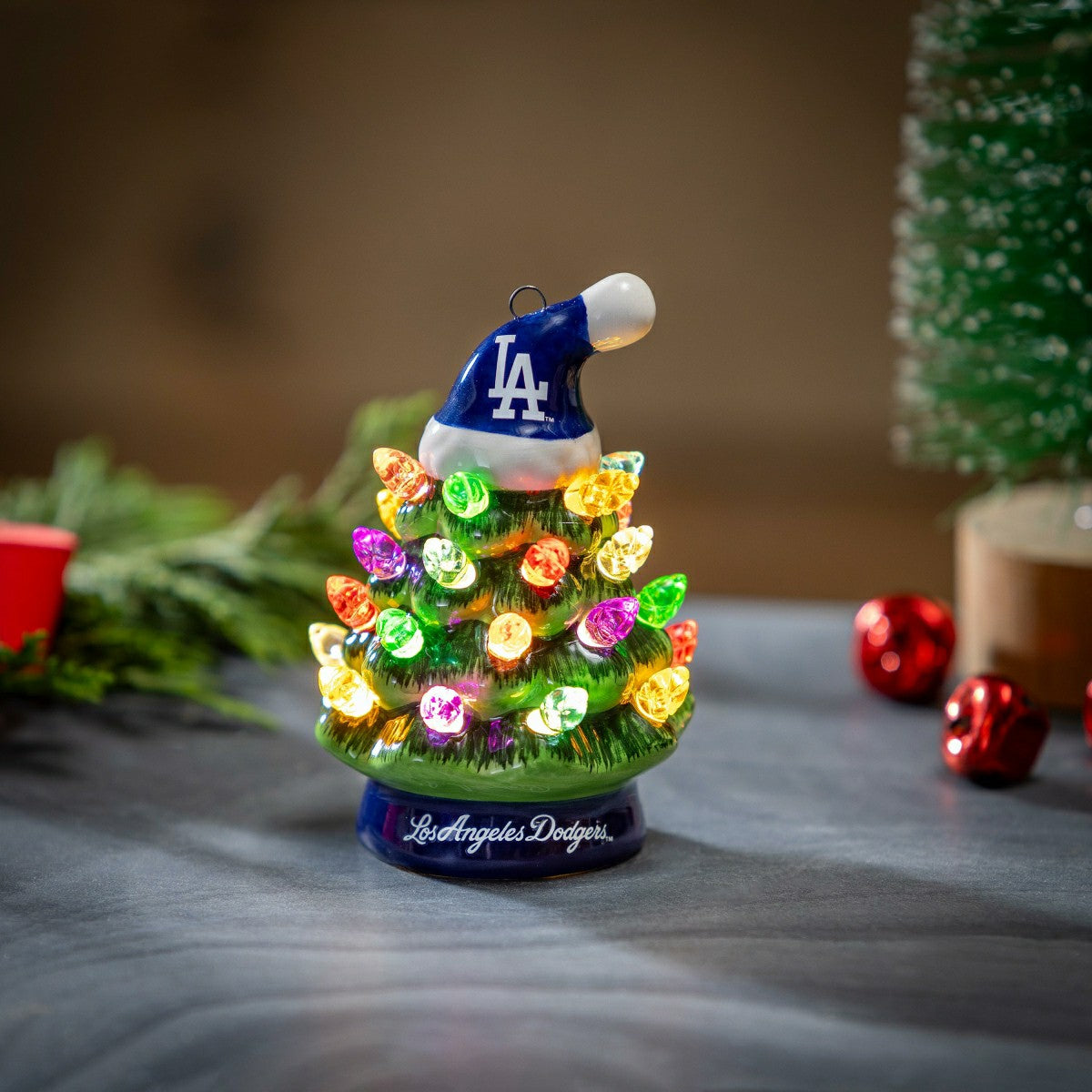 Los Angeles Dodgers 4" Mini LED Tabletop Christmas Tree, Set of 2 - MLB Home