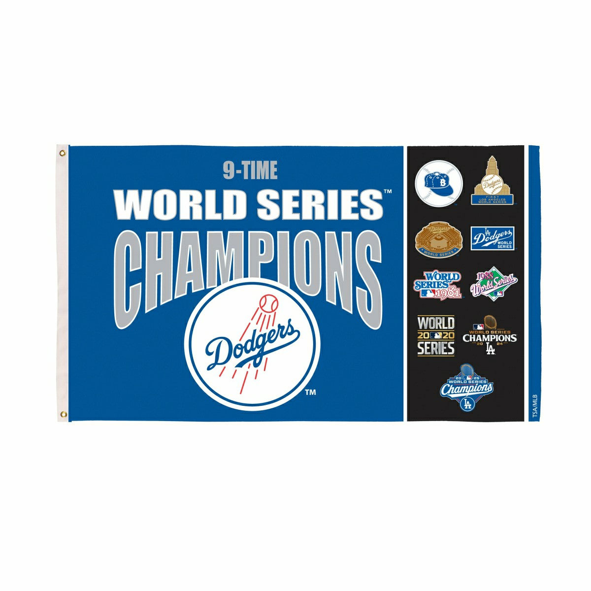 Los Angeles Dodgers Single Sided Flag w/ 2 Grommets, 3'x5' Multi Win F - MLB Home