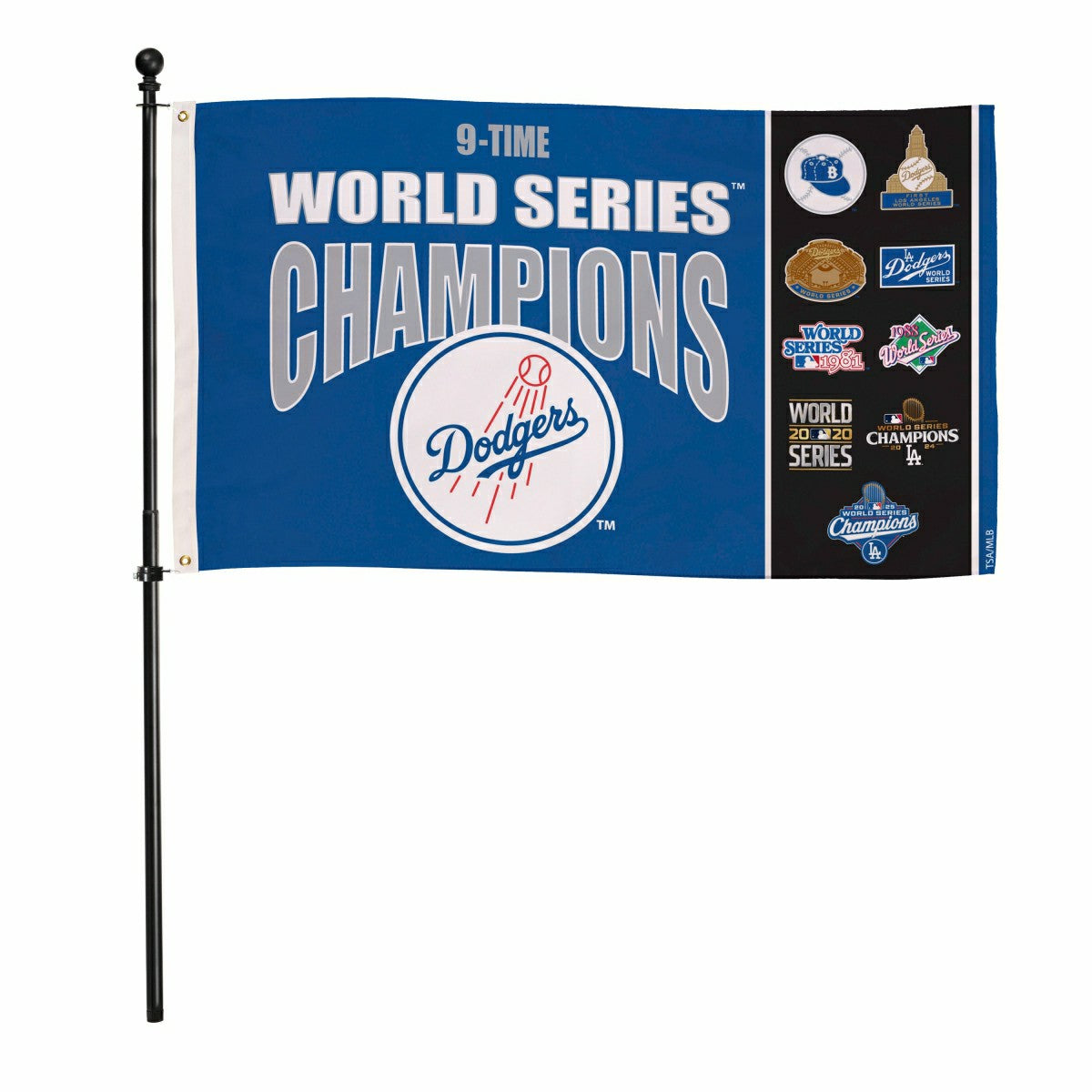 Los Angeles Dodgers Single Sided Flag w/ 2 Grommets, 3'x5' Multi Win F - MLB Home