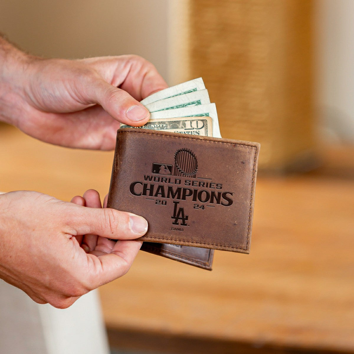 Los Angeles Dodgers Bi-Fold Wallet, Brown, World Series Champions 2024 - MLB Home
