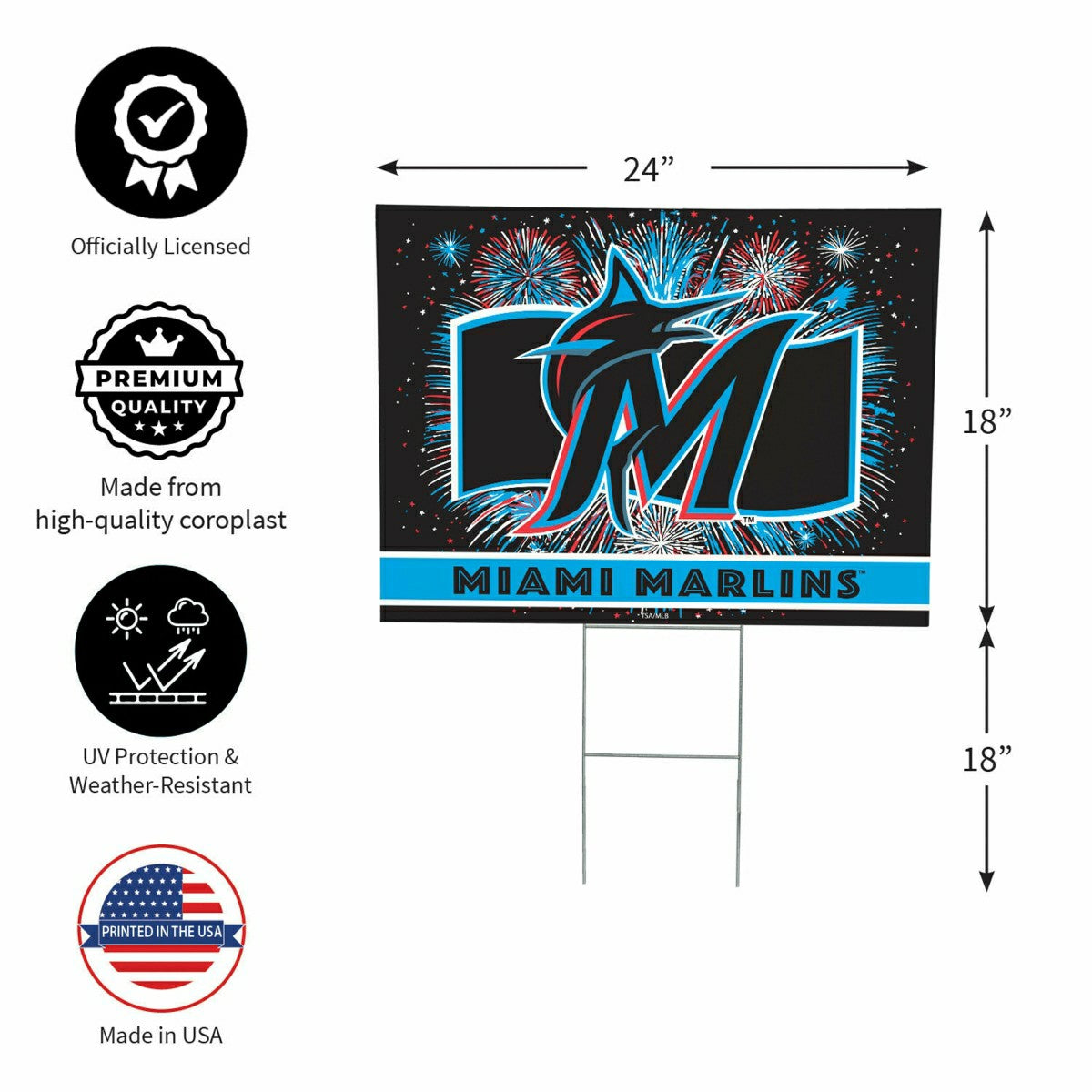 Miami Marlins Yard Sign, Patriotic - MLB Home