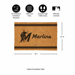 Miami Marlins Large One Color Coir Mat, 36"x24" - MLB
