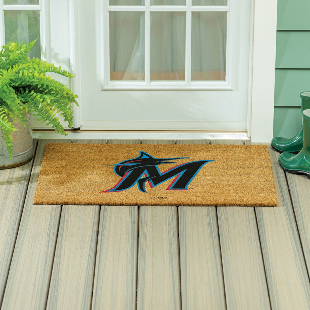 Miami Marlins Large Full Color Coir Mat, 36"x24" - MLB