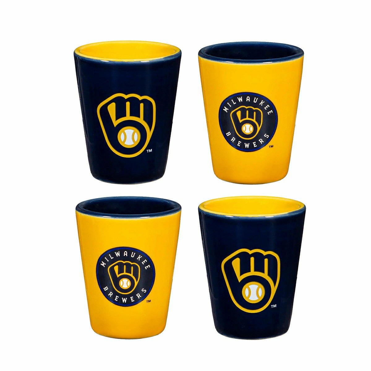 Milwaukee Brewers 4-Piece Ceramic 2oz. Shot Glass Set - MLB Home