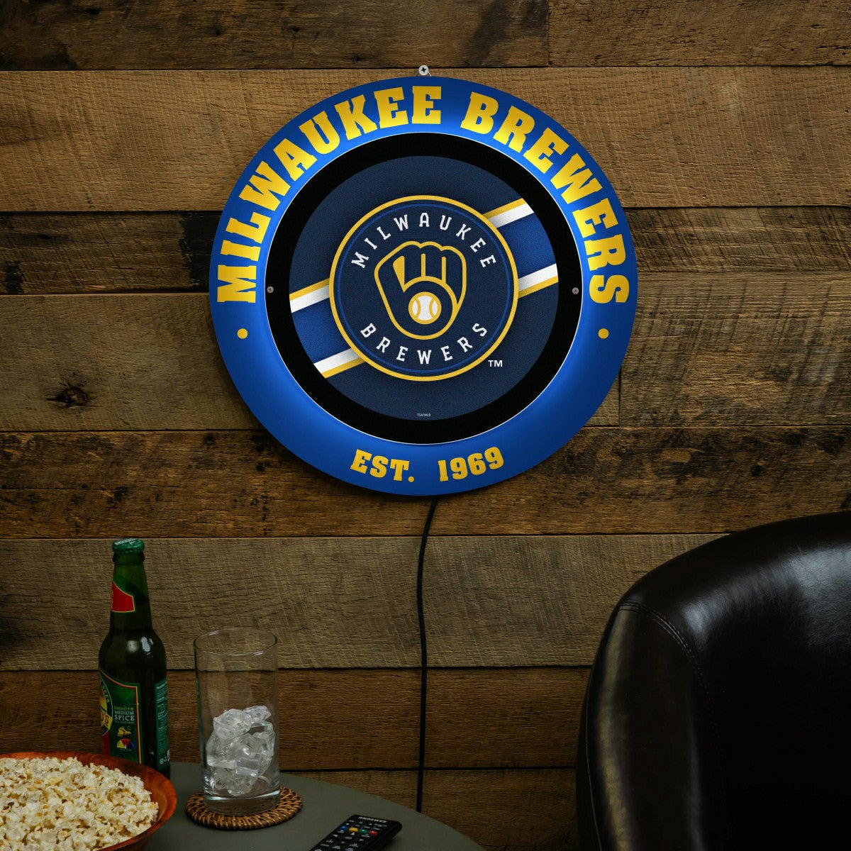 Milwaukee Brewers, Metal Lite, Round - MLB
