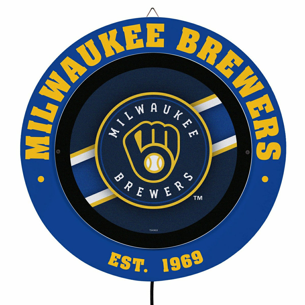 Milwaukee Brewers, Metal Lite, Round - MLB