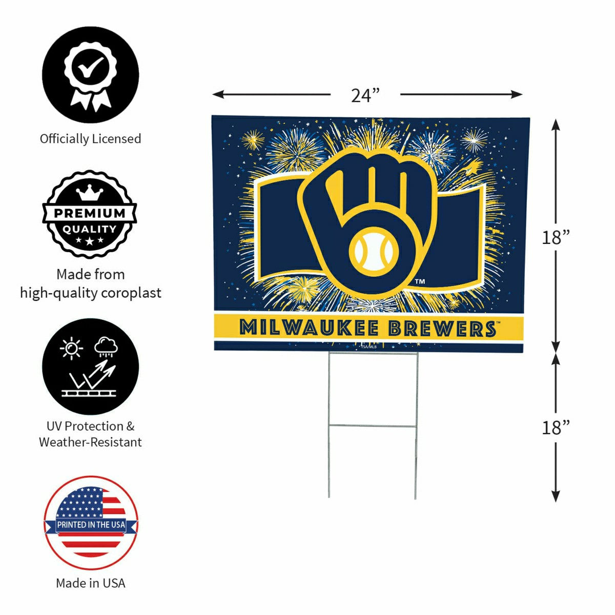 Milwaukee Brewers Yard Sign, Patriotic - MLB Home
