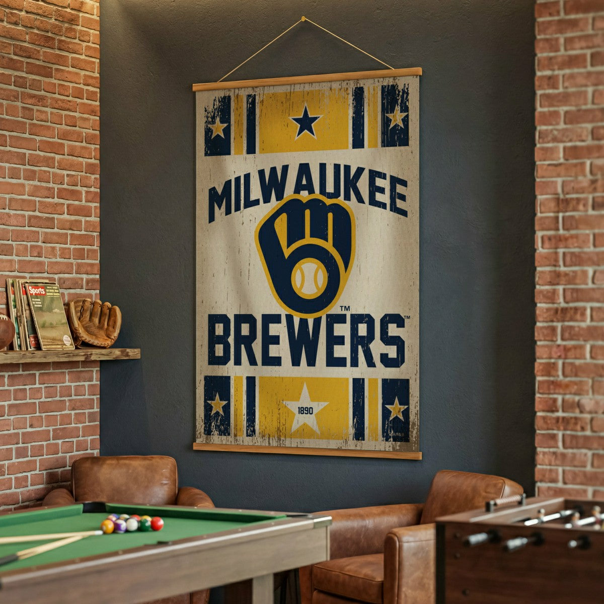 Milwaukee Brewers, Canvas Wall Tapestry, Large, 54x36 - MLB Home