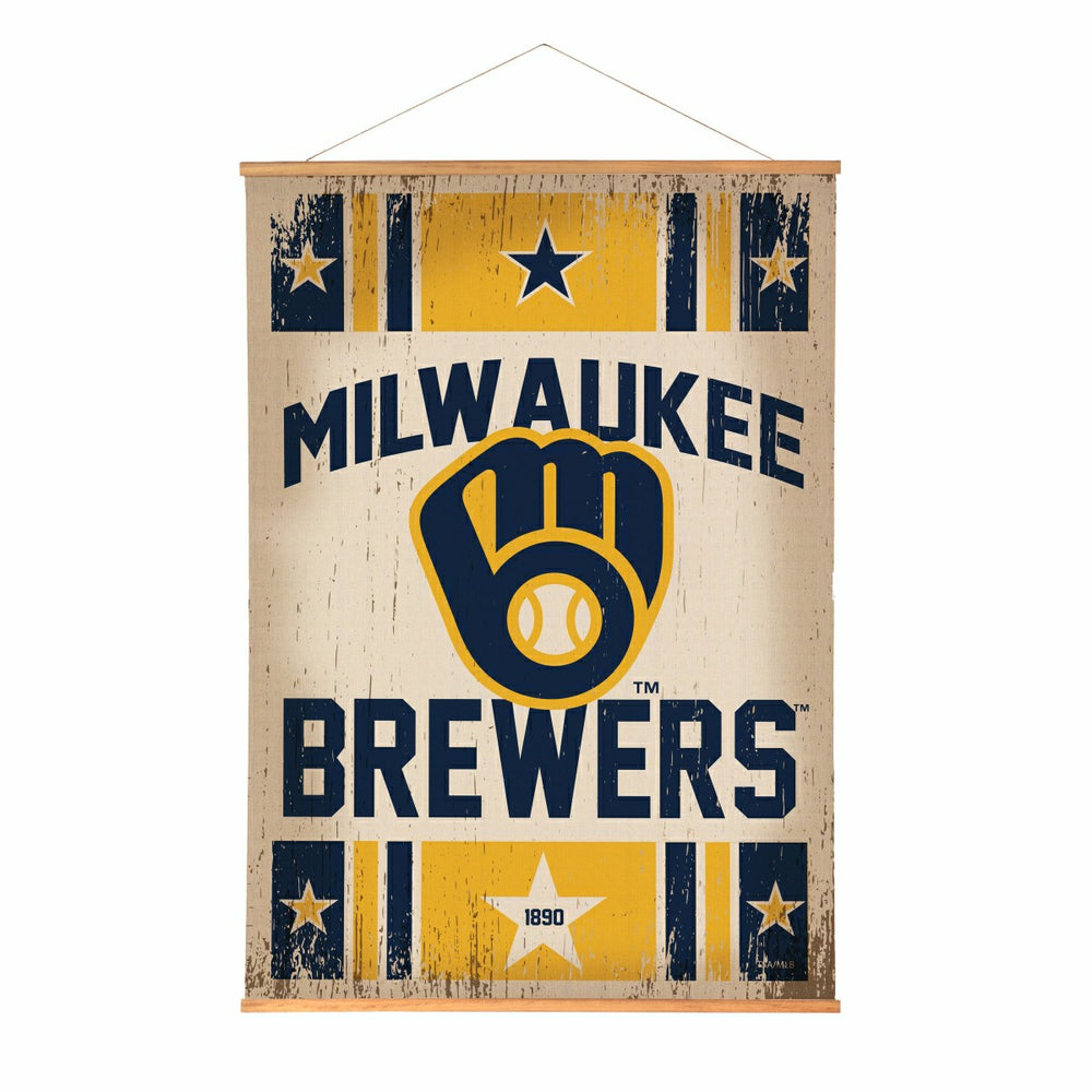 Milwaukee Brewers, Canvas Wall Tapestry, Large, 54x36 - MLB Home