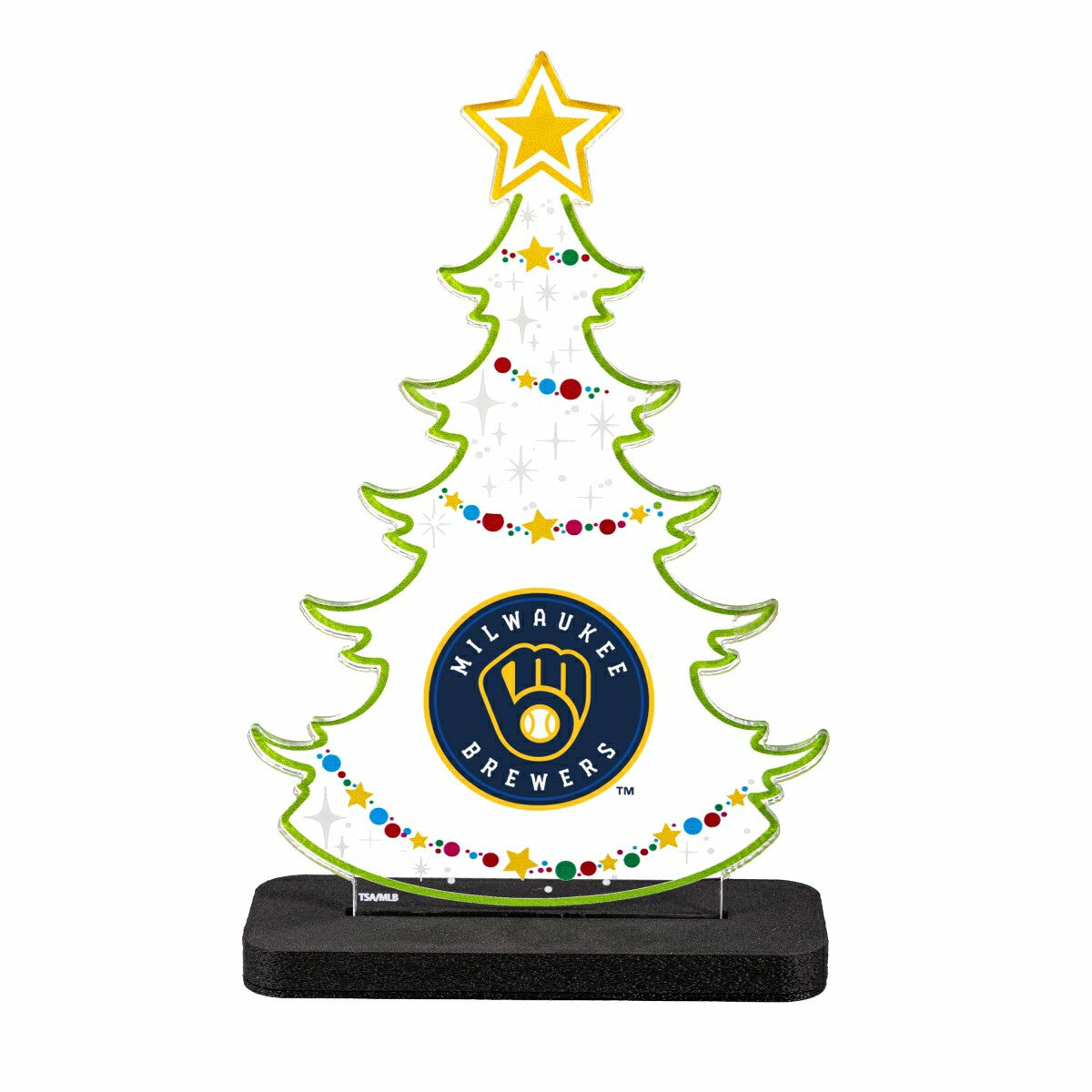 Milwaukee Brewers Baseball Holiday Tree Desklite LED Decor - MLB Home