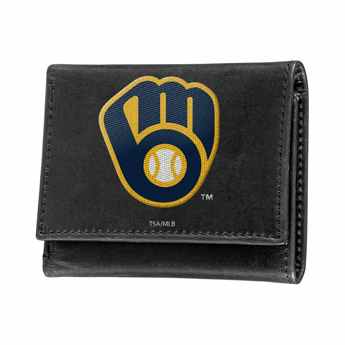 Milwaukee Brewers Black Tri-Fold Embroidered Wallet w/ RFID Blocking - MLB Home
