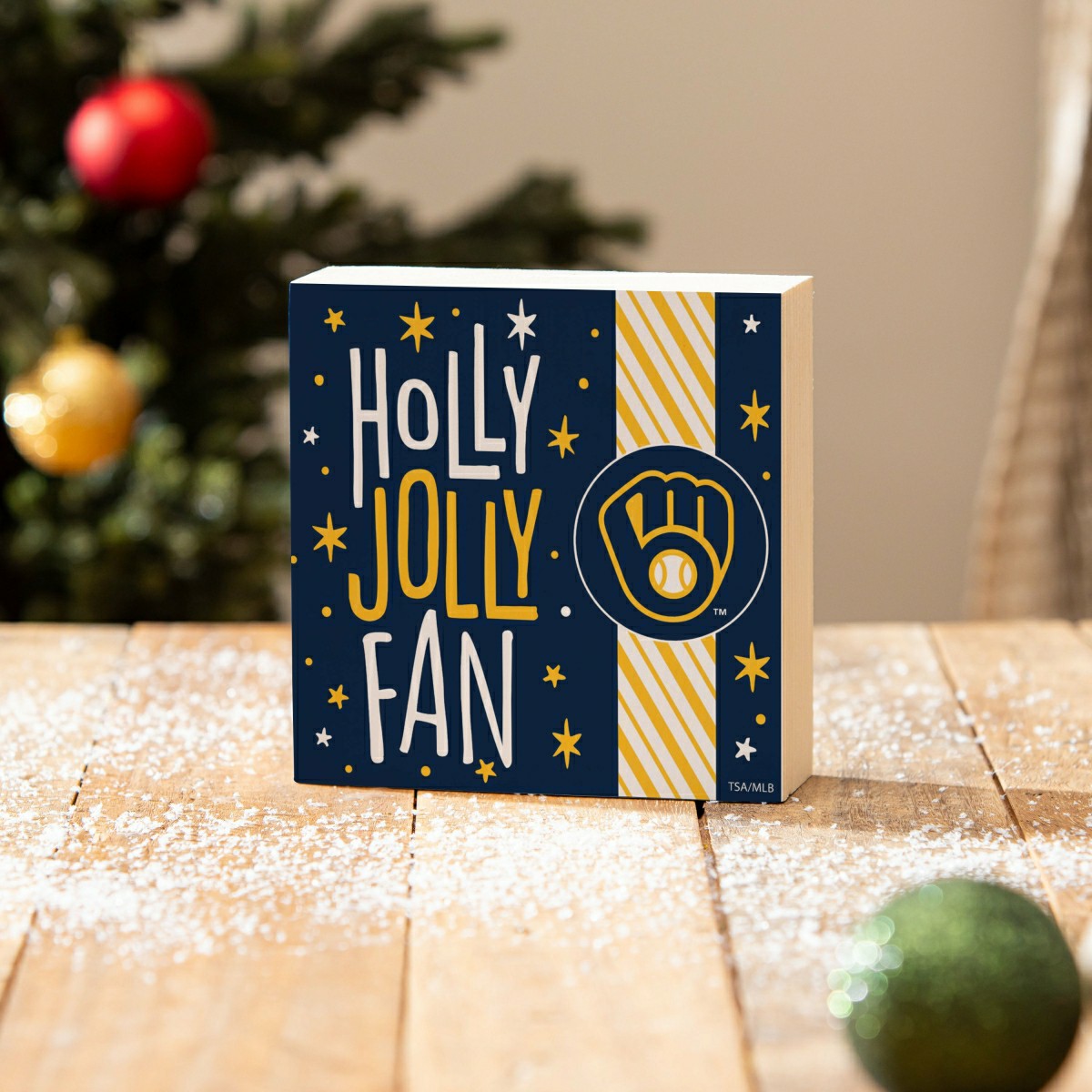 Milwaukee Brewers Block, Holiday, 6x6 - MLB Home