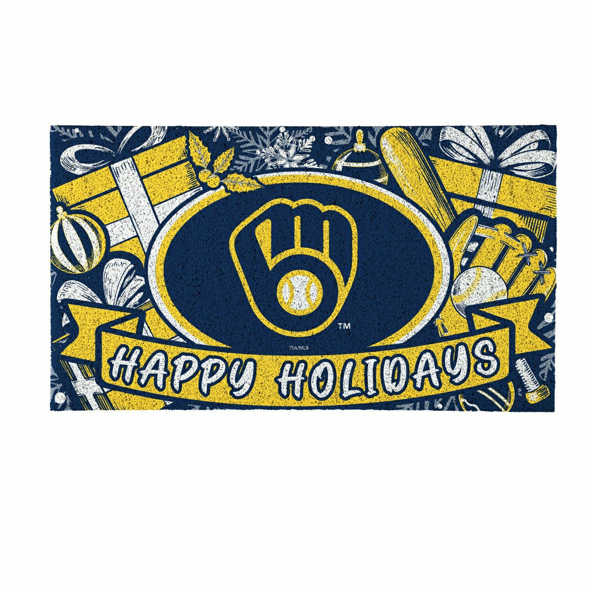 Milwaukee Brewers Holiday PVC Mat, 28"x16" - MLB