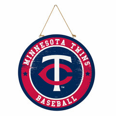 Minnesota Twins Round Door Décor with Hanging Rope, 18x18 - MLB Home