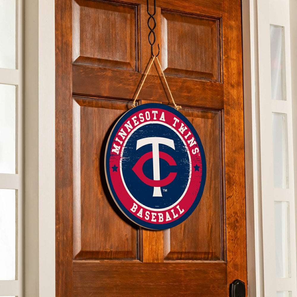 Minnesota Twins Round Door Décor with Hanging Rope, 18x18 - MLB Home