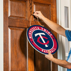 Minnesota Twins Round Door Décor with Hanging Rope, 18x18 - MLB Home