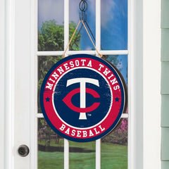 Minnesota Twins Round Door Décor with Hanging Rope, 18x18 - MLB Home