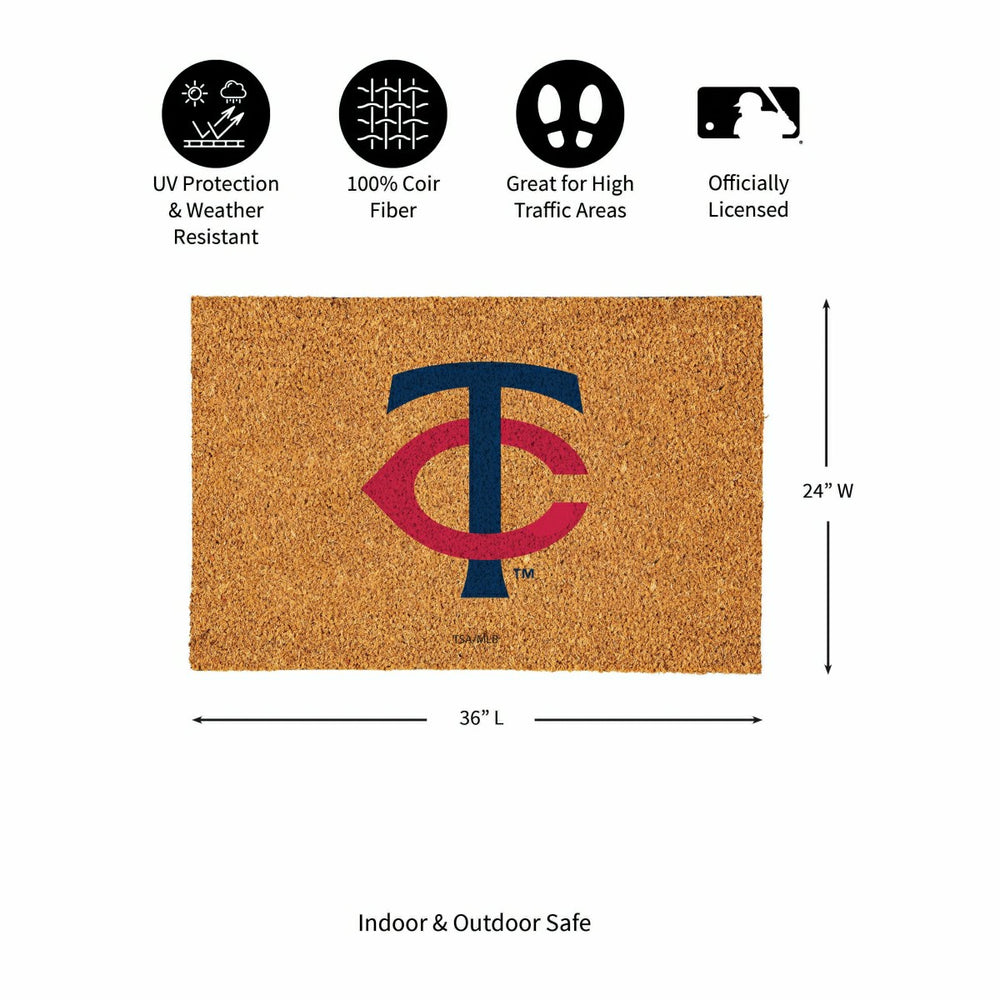 Minnesota Twins Large Full Color Coir Mat, 36"x24" - MLB