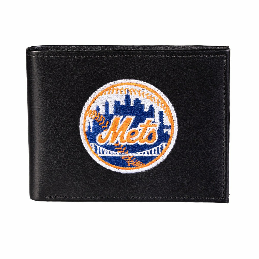 New York Mets Black Bi-Fold Embroidered Wallet - MLB Home