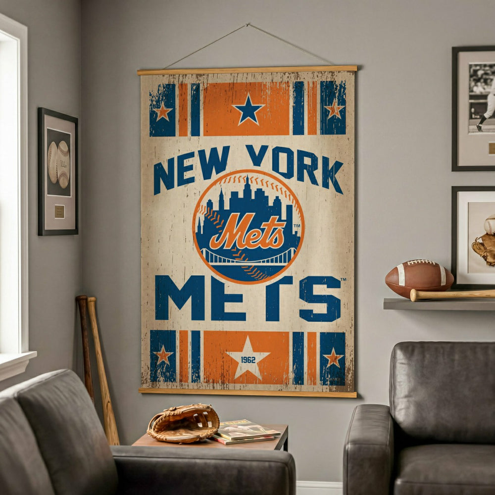 New York Mets, Canvas Wall Tapestry, Large, 54x36 - MLB Home