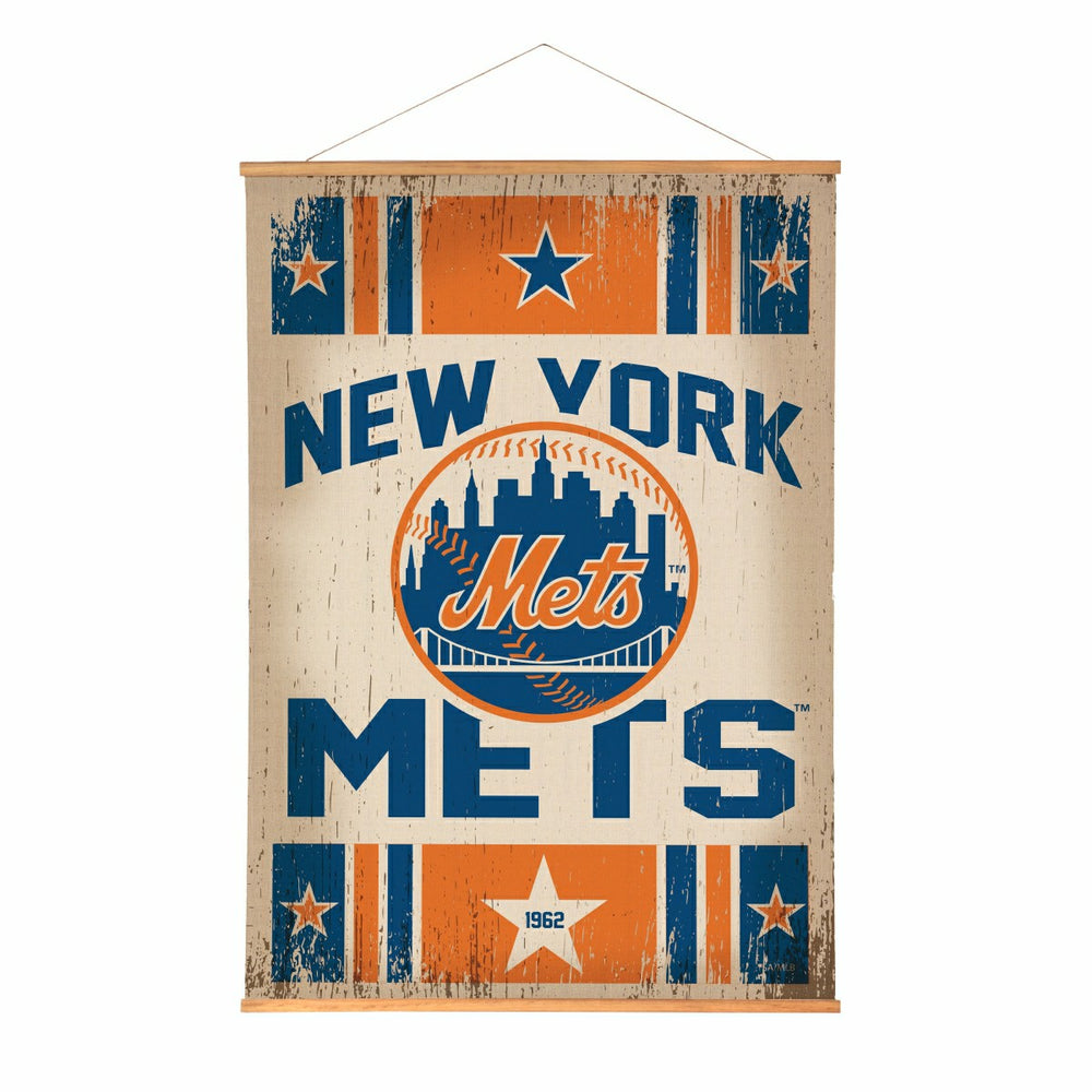 New York Mets, Canvas Wall Tapestry, Large, 54x36 - MLB Home