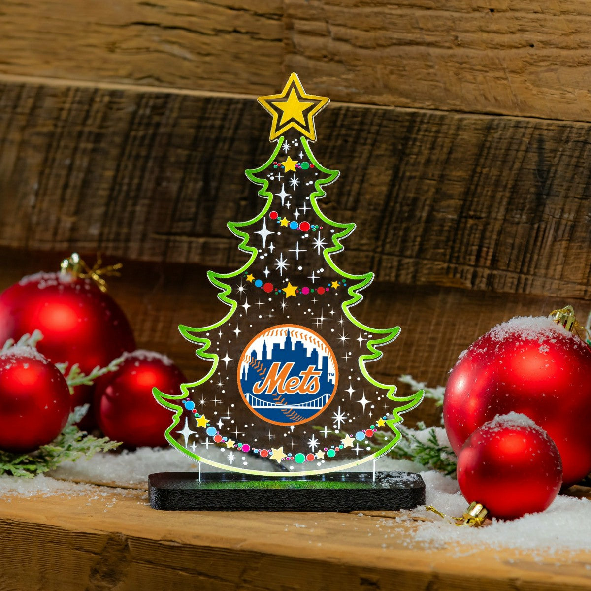New York Mets Baseball Holiday Tree Desklite LED Decor - MLB Home