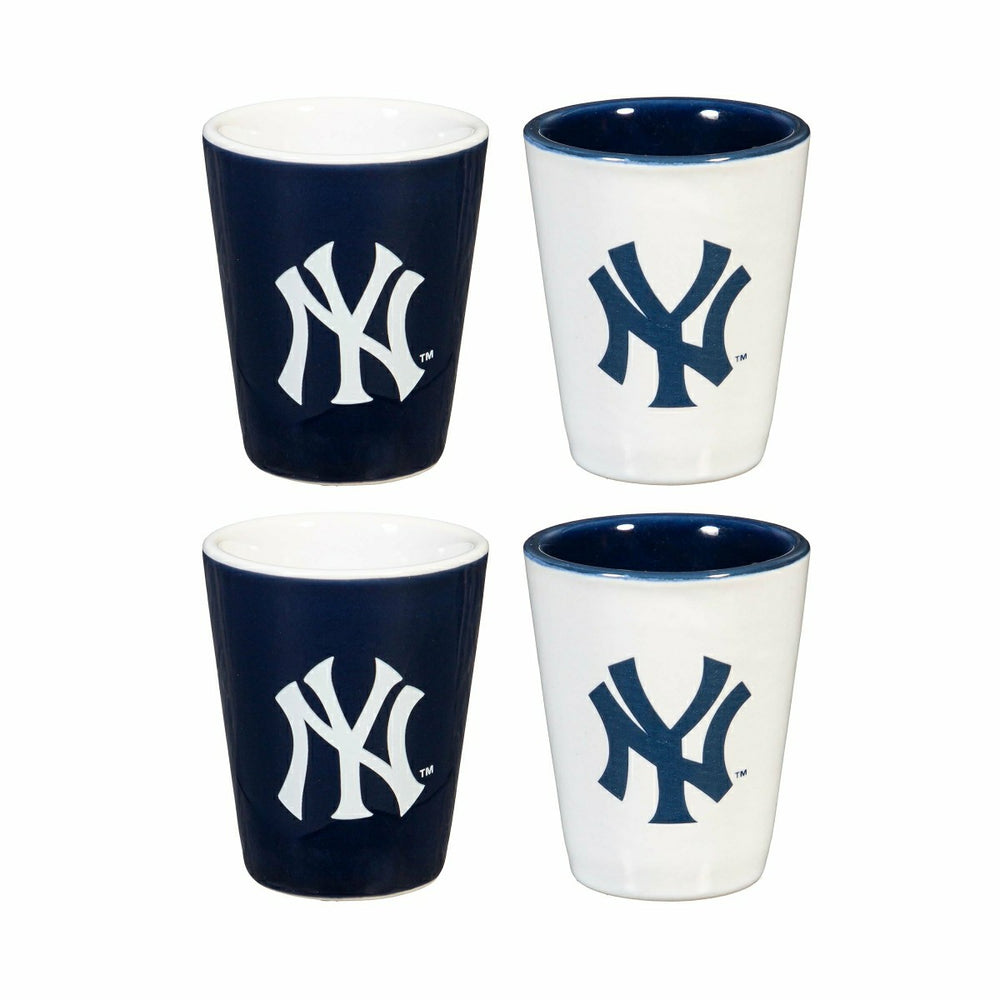 New York Yankees 4-Piece Ceramic 2oz. Shot Glass Set - MLB Home
