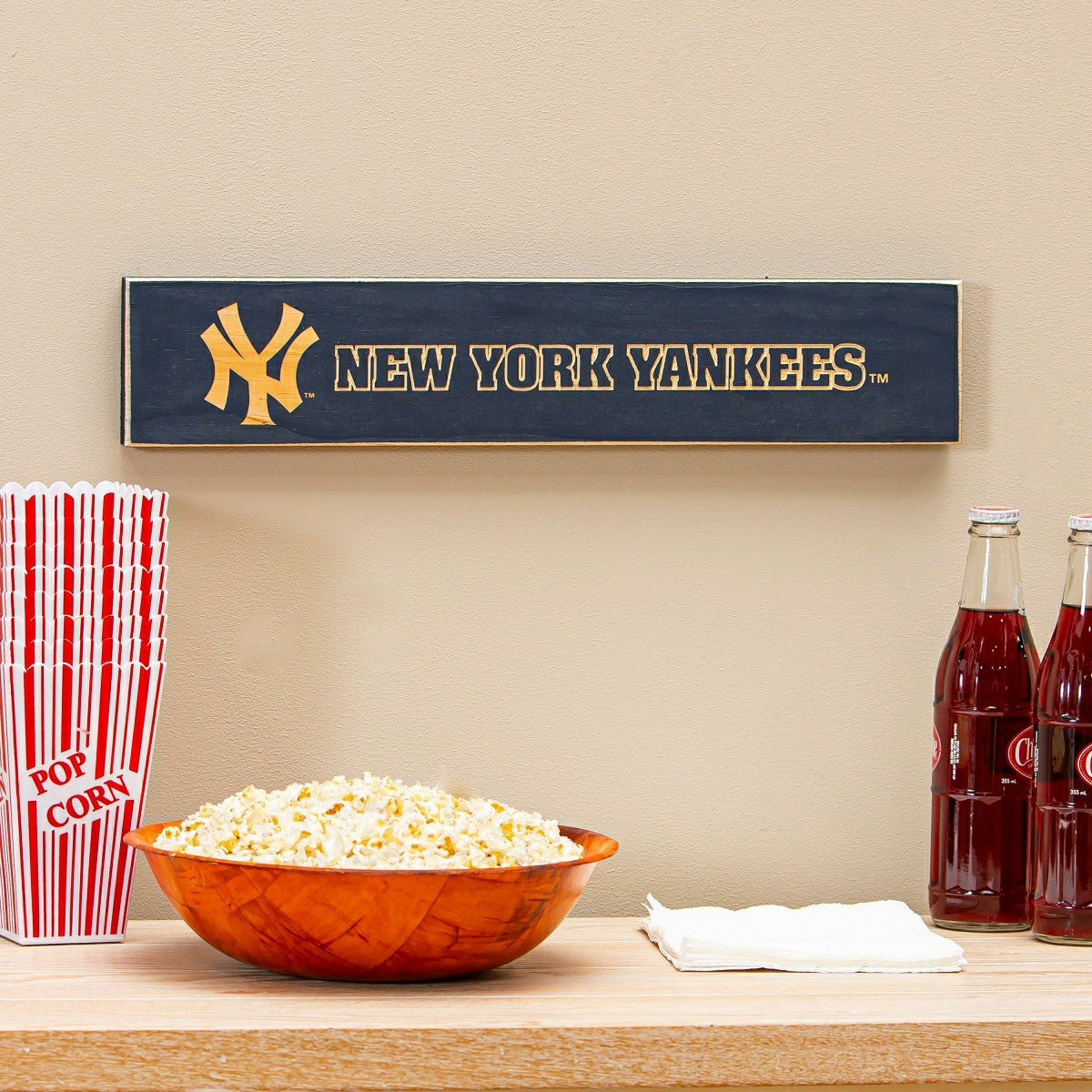 New York Yankees Engraved Wood Sign, 3.5" x 18" - MLB Home
