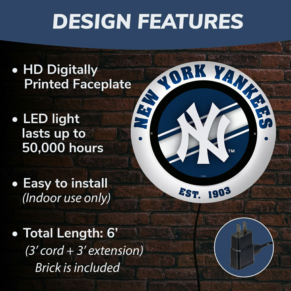 New York Yankees, Metal Lite, Round - MLB