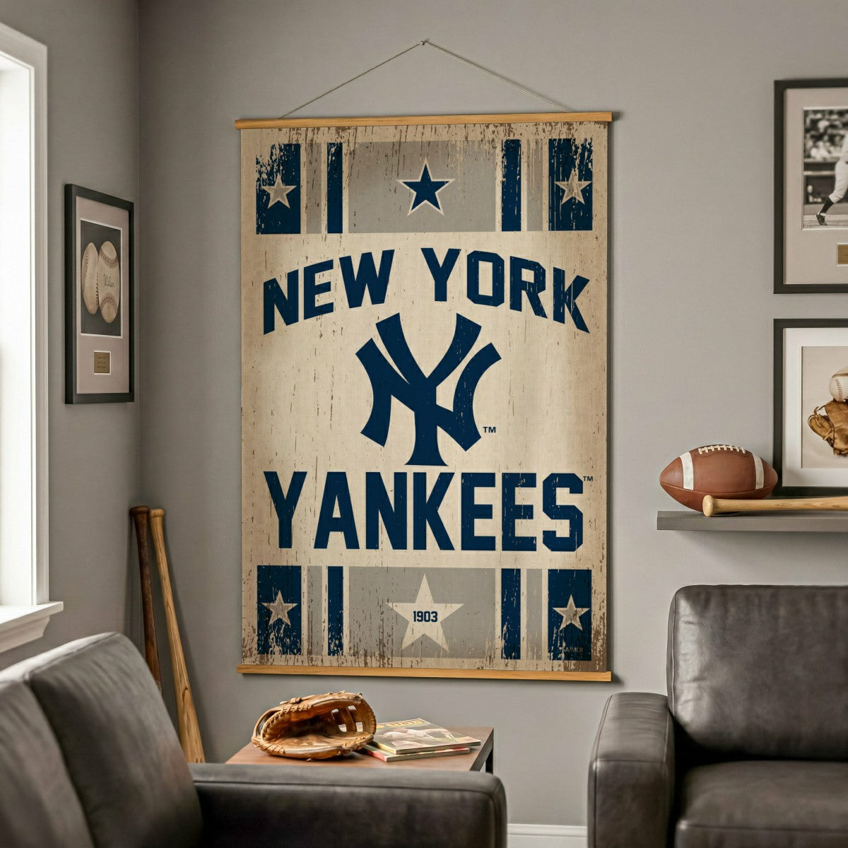 New York Yankees, Canvas Wall Tapestry, Large, 54x36 - MLB Home