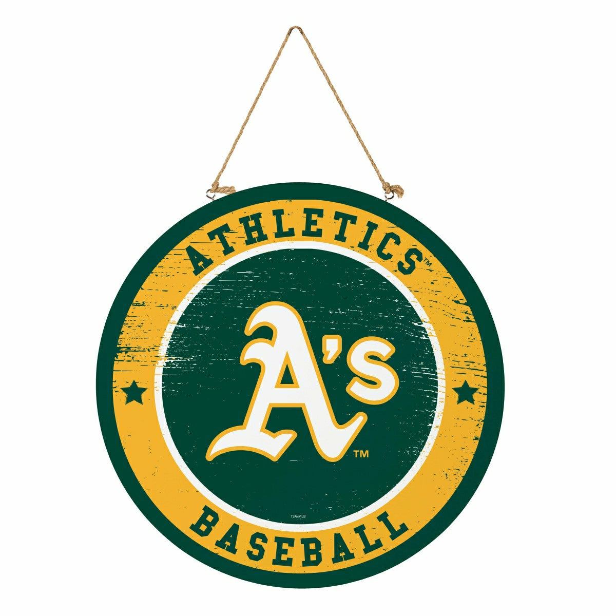 Athletics Round Door Décor with Hanging Rope, 18x18 - MLB Home