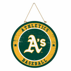 Athletics Round Door Décor with Hanging Rope, 18x18 - MLB Home