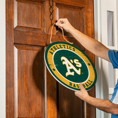 Athletics Round Door Décor with Hanging Rope, 18x18 - MLB Home