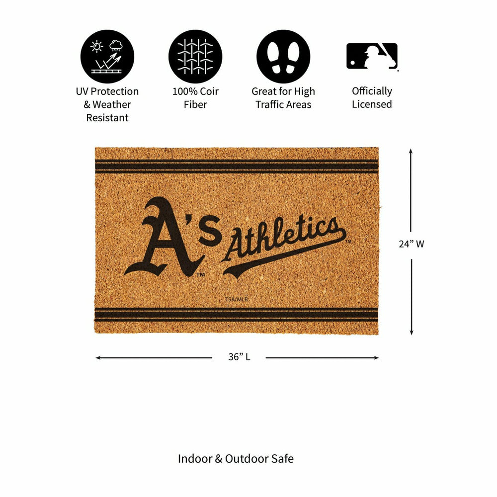 Oakland A's Large One Color Coir Mat, 36"x24" - MLB