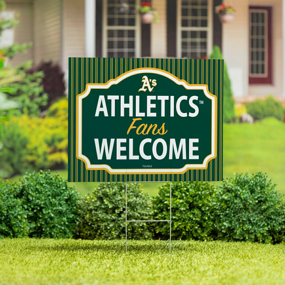 Athletics Coroplast Yard Sign, "Fans Welcome" - MLB Home