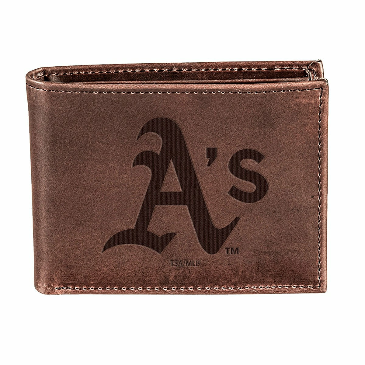 Oakland A's Bi-Fold Wallet Brown 100% Genuine Leather - MLB Home