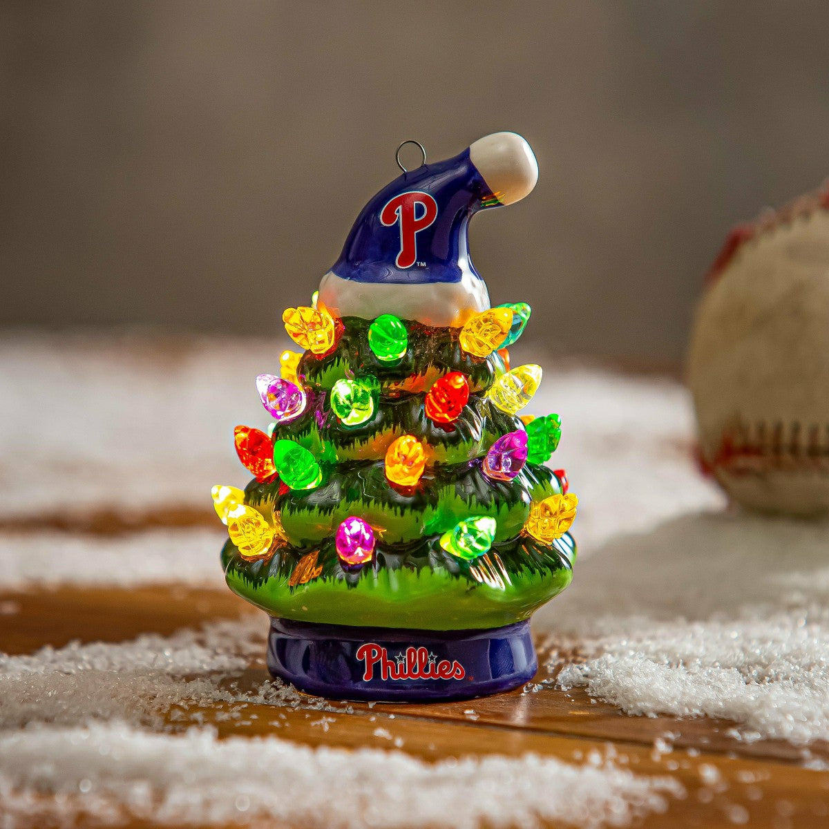 Philadelphia Phillies 4" Mini LED Tabletop Christmas Tree, Set of 2 - MLB Home
