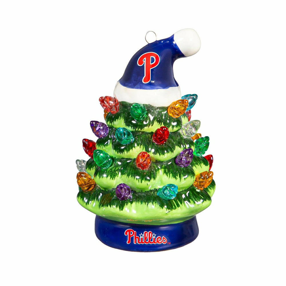 Philadelphia Phillies 4" Mini LED Tabletop Christmas Tree, Set of 2 - MLB Home