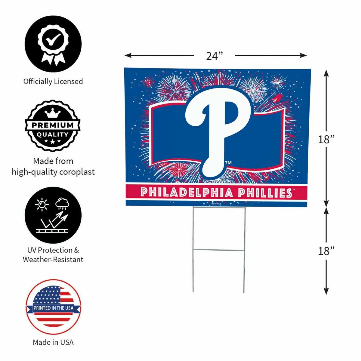 Philadelphia Phillies Yard Sign, Patriotic - MLB Home