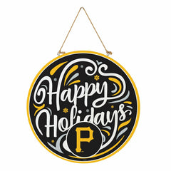 Pittsburgh Pirates Holiday Round Door Décor with Hanging Rope, 18x18 - MLB Home