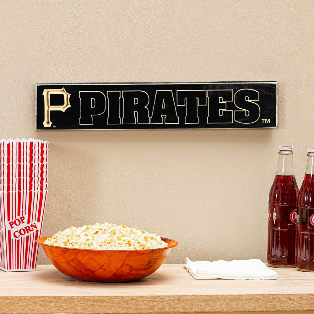 Pittsburgh Pirates Engraved Wood Sign, 3.5" x 18" - MLB Home