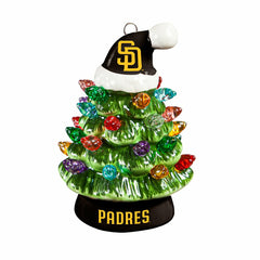 San Diego Padres 4" Mini LED Tabletop Christmas Tree, Set of 2 - MLB Home