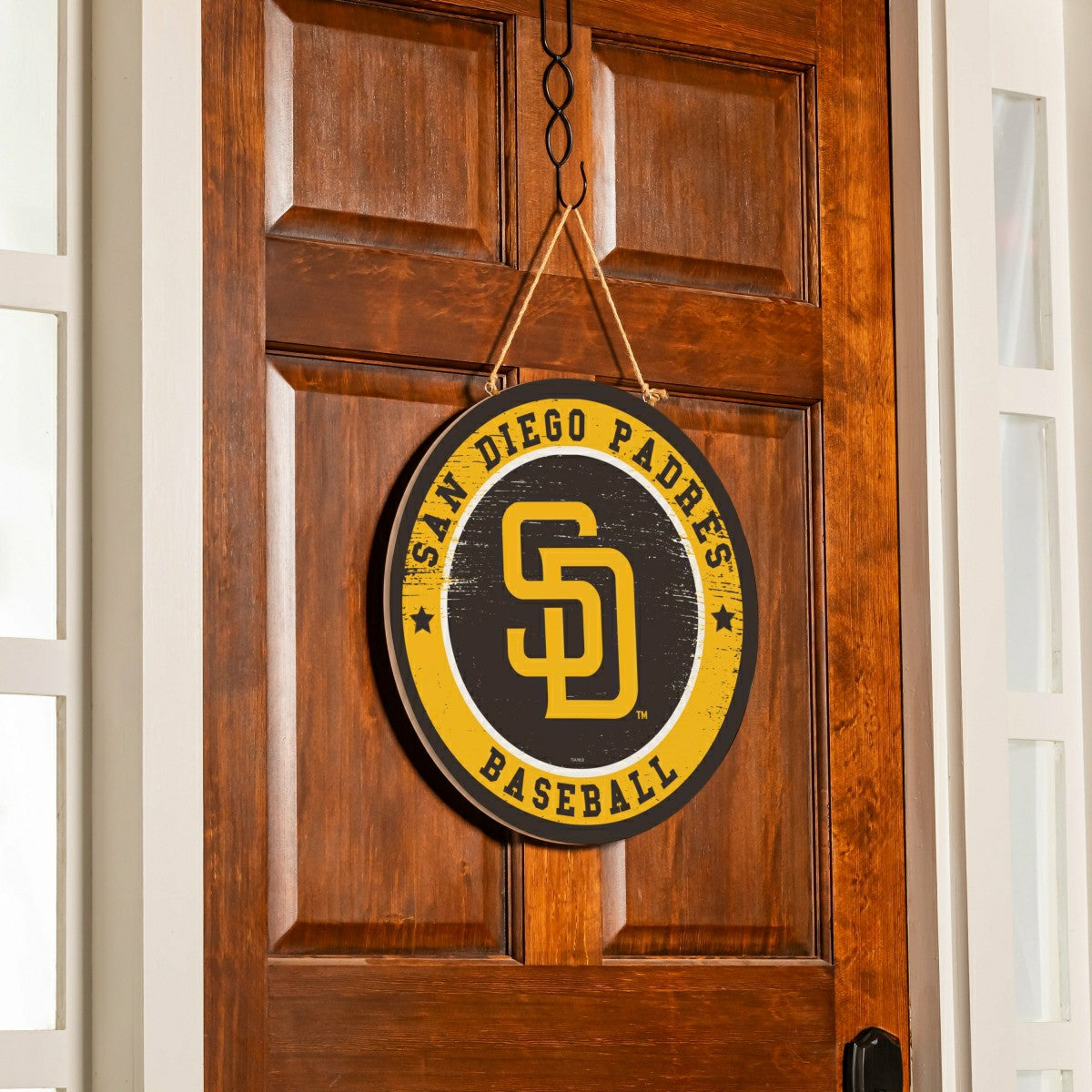 San Diego Padres Round Door Décor with Hanging Rope, 18x18 - MLB Home