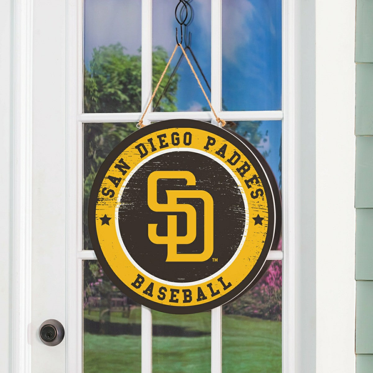 San Diego Padres Round Door Décor with Hanging Rope, 18x18 - MLB Home