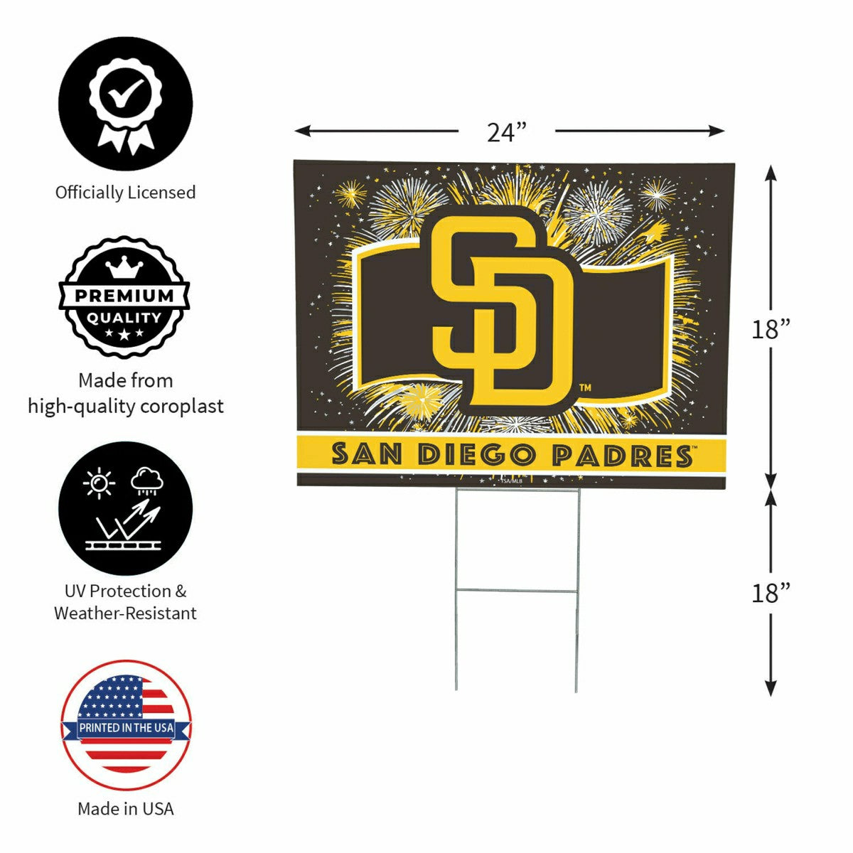 San Diego Padres Yard Sign, Patriotic - MLB Home